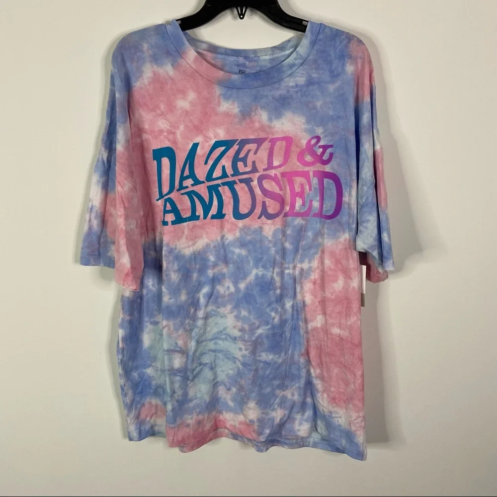 Bp. Oversize Graphic Tee In Purple Tie Dye Dazed Amused - Picture 3 of 6